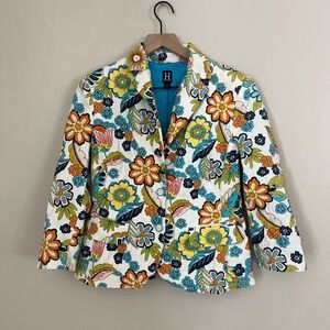 Tommy Hilfiger Floral‎ Blazer Jacket Women's Size 8 Colorful Flowers Retro